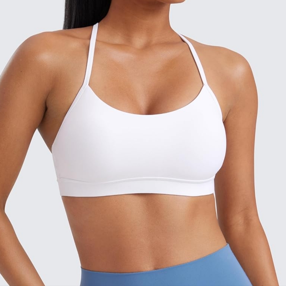 Women's White Strappy Sports Bra